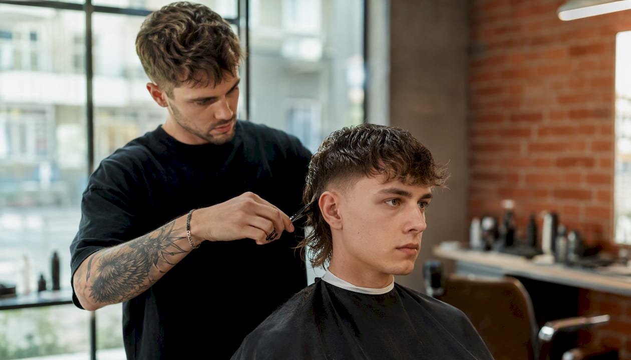 Barber upravuje štýlový účes mullet, ktorý je dnes opäť v móde.